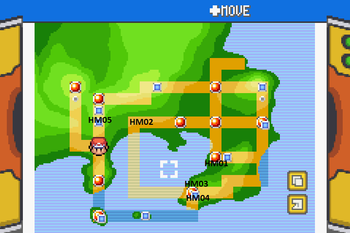 Pokemon Fire Red HM Map Locations